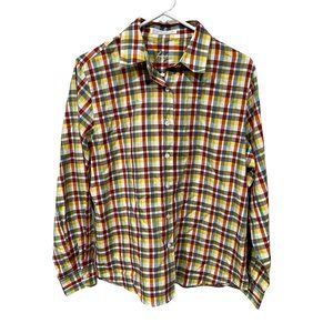 Foxcroft Men's Long Sleeve Wrinkle Free Button-Up Plaid Shirt Multicolor Size 12